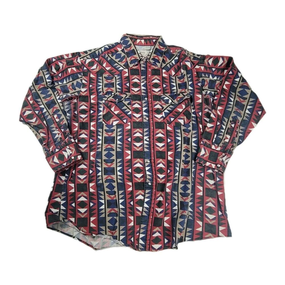 Vintage Western Button Shirt Cowboy Fresh Prince Road Runner USA Made 2XL